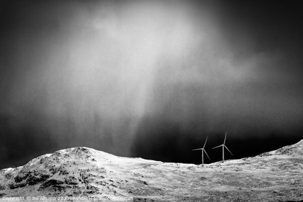 Snowstorm and turbines. Picture Board by Bill Allsopp