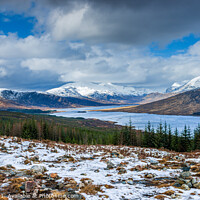 Buy canvas prints of View towards Loch Loyne and snow capped mountains. by Bill Allsopp
