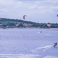Buy canvas prints of Kite surfing on the Exe. by Bill Allsopp