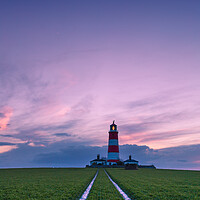Buy canvas prints of Happisburgh Lighthouse at sunset. by Bill Allsopp