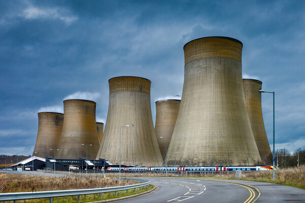 Ratcliffe on soar power station and East Midlands Parkway Statio Picture Board by Bill Allsopp