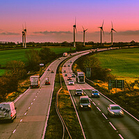 Buy canvas prints of Sunset over a busy A46. by Bill Allsopp