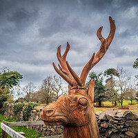 Buy canvas prints of Red Deer Sculpture in Charnwood Forest by Bill Allsopp