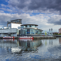Buy canvas prints of  Salford Quays theatre and The Lowry. by Bill Allsopp