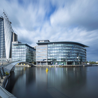 Buy canvas prints of The BBC Centre and Media City at Salford Quays. by Bill Allsopp