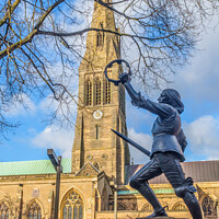 Buy canvas prints of Statue of King Richard lll outside Leicester Cathedral. by Bill Allsopp