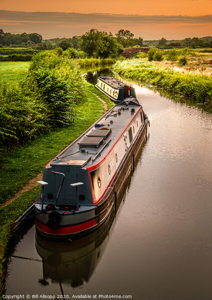 Two narrowboats at Sunrise. Picture Board by Bill Allsopp