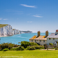 Buy canvas prints of The Seven Sisters and Coastguard Cottages. by Bill Allsopp