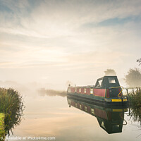 Buy canvas prints of A bright misty morning on the Ashby Canal at Shack by Bill Allsopp