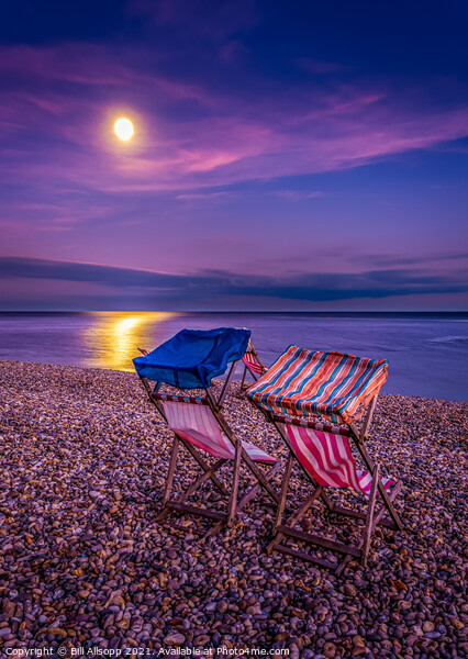 Moonlit deckchairs. Picture Board by Bill Allsopp