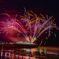 Buy canvas prints of Worthing Pier Fireworks  by Lee Milner