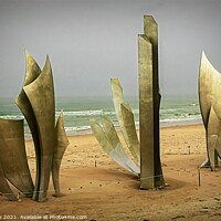 Buy canvas prints of Sculpture on Normandy Beach by Elf Evans