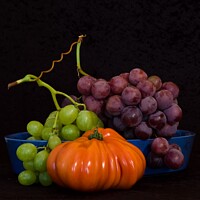 Buy canvas prints of Grapes and Heirloom Tomato by Elf Evans