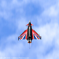 Buy canvas prints of RAF Typhoon Eurofighter union jack flying by Simon Bratt LRPS
