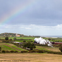 Buy canvas prints of Norfolk steam train and Weybourne windmill rainbow by Simon Bratt LRPS