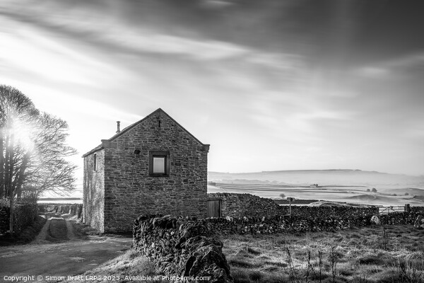 Stone house in Peak District black and white Picture Board by Simon Bratt LRPS