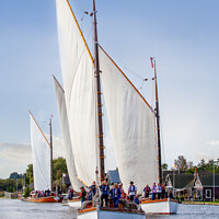 Buy canvas prints of Four Wherry sail boats sailing the Norfolk Broads UK by Simon Bratt LRPS