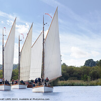 Buy canvas prints of Four Wherry sail boats on the Norfolk Broads UK by Simon Bratt LRPS
