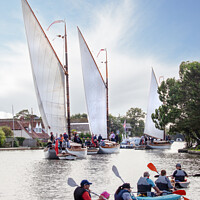 Buy canvas prints of Wherry sail boats and canoes on the Norfolk Broads UK by Simon Bratt LRPS