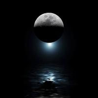 Buy canvas prints of Backlit moon and blue star over water by Simon Bratt LRPS