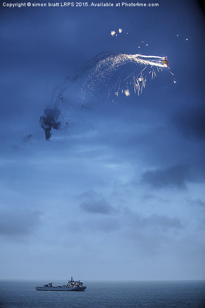 Pyrotechnics plane over ship Picture Board by Simon Bratt LRPS