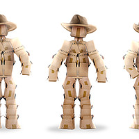 Buy canvas prints of Cowboy characters made from boxes by Simon Bratt LRPS