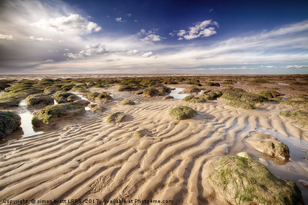 Hunstanton golden sand lines and seaweed rocks of  Picture Board by Simon Bratt LRPS