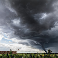 Buy canvas prints of Storm tornado or twister lifting hay bales in stor by Simon Bratt LRPS