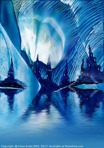 Subterranean Castles wax painting in blue Picture Board by Simon Bratt LRPS