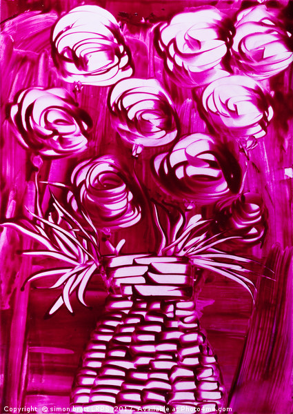 Roses in pink with wicker vase Picture Board by Simon Bratt LRPS