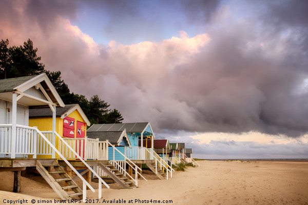 Wells Next The Sea in Norfolk beach huts  Picture Board by Simon Bratt LRPS