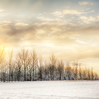 Buy canvas prints of Fire sky over snow fields by Simon Bratt LRPS