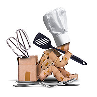 Buy canvas prints of Chef character sat thinking with kitchen tools by Simon Bratt LRPS