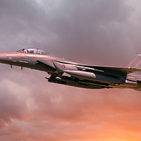 Buy canvas prints of RAF Lakenheath Suffolk F-15 Eagle in flight with o by Simon Bratt LRPS