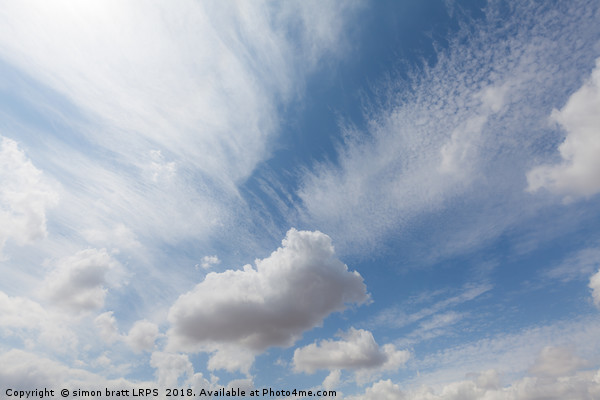 Beautiful white clouds and blue sky 0108 Picture Board by Simon Bratt LRPS