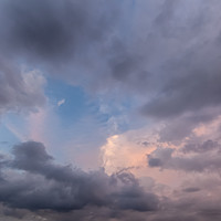 Buy canvas prints of Beautiful cloudscape with pinks and greys 0671 by Simon Bratt LRPS