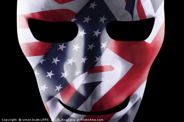 Mask with GB and USA flags overlaid Picture Board by Simon Bratt LRPS