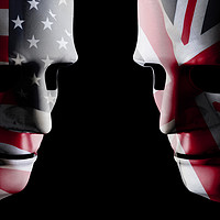 Buy canvas prints of USA and GB head to head flag faces by Simon Bratt LRPS