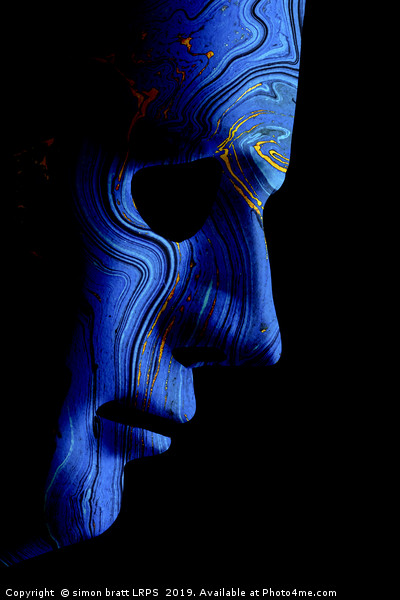 AI robotic face profile close up blue contour Picture Board by Simon Bratt LRPS
