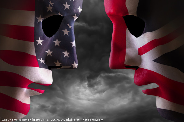 Head to head USA and UK flag faces Picture Board by Simon Bratt LRPS