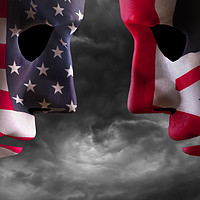 Buy canvas prints of Head to head USA and UK flag faces by Simon Bratt LRPS
