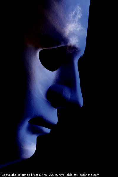 AI robotic face profile close up cloud skin Picture Board by Simon Bratt LRPS