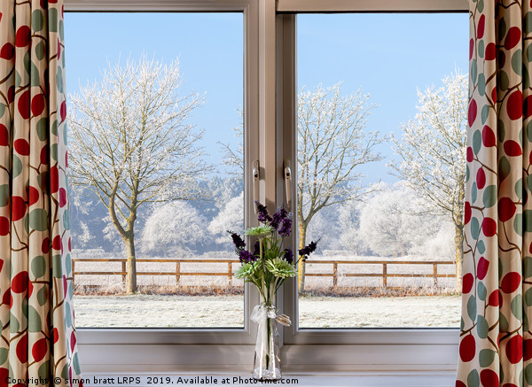 Window onto a winter snowy trees Picture Board by Simon Bratt LRPS