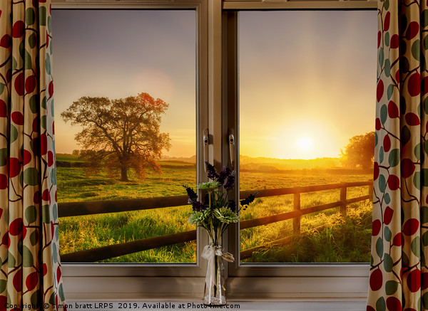 Window with stunning rural sunset view Picture Board by Simon Bratt LRPS