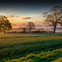 Buy canvas prints of Farmland sunrise and trees landscape by Simon Bratt LRPS
