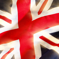 Buy canvas prints of Union jack flag extract waving in the wind by Simon Bratt LRPS