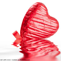 Buy canvas prints of Red Chocolate love heart lollypop angled by Simon Bratt LRPS