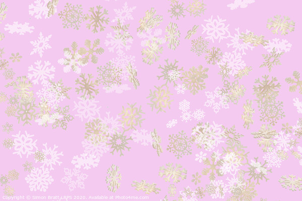 Falling snowflakes pattern on pink background Picture Board by Simon Bratt LRPS