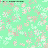 Buy canvas prints of Falling snowflakes pattern on green background by Simon Bratt LRPS