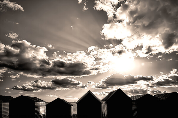 Beach huts in black and white Picture Board by Simon Bratt LRPS
